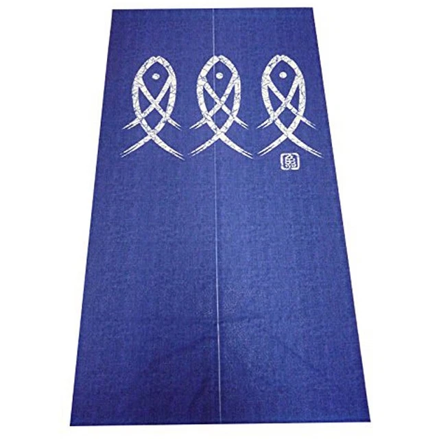 Japanese Noren Doorway Curtain Ancient Character Fish Tapestry For Home1575