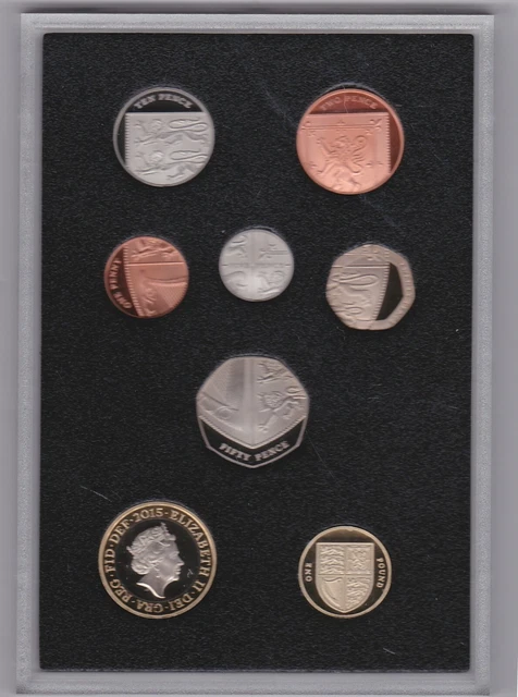 Boxed 2015 Royal Mint Definitive 8 Coin Proof Set In Near Mint Condition