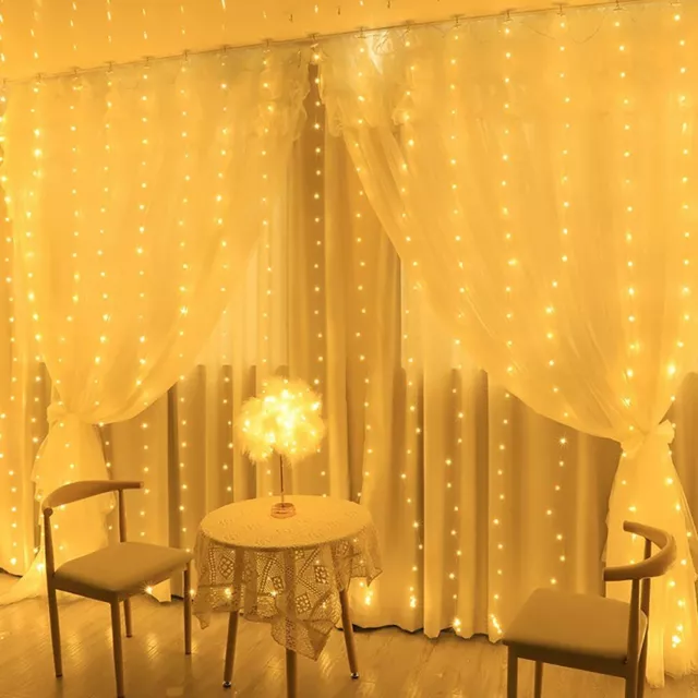 300 LED Curtain Lights, Window Hanging Fairy Lights 3mx3m USB Operated 8 Modes