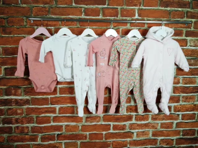 Baby Girl Bundle Age 3-6 Months Mothercare M&S Next Babygro Vest Pink Bunny 68Cm