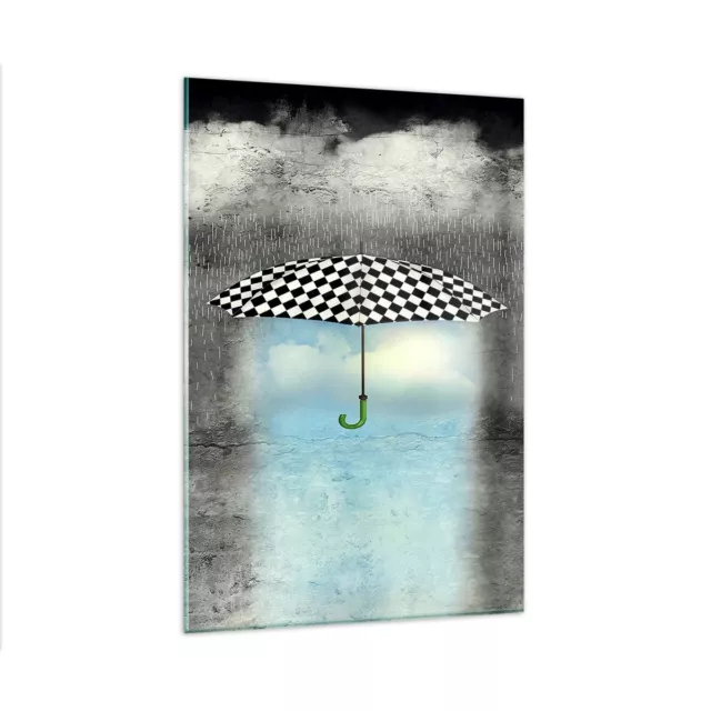 Impression sur Verre 80x120cm Tableaux Parapluie pluie illustration imagination