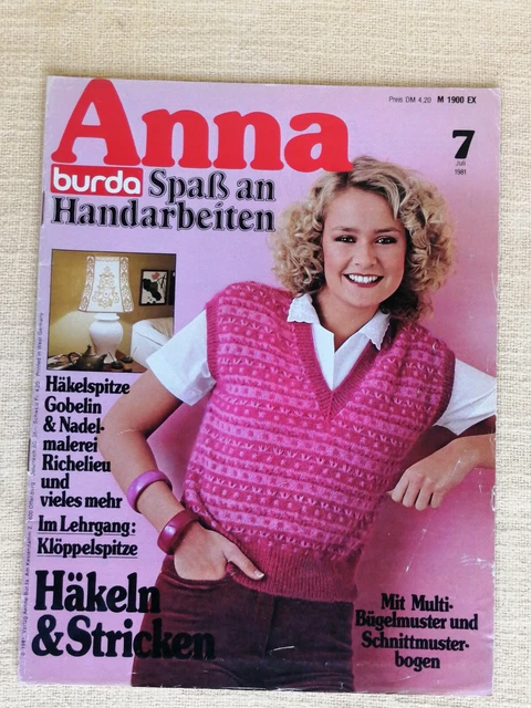 BURDA ANNA Spaß an Handarbeiten 7/81 Häkelspitze Gobelin Richelieu Klöppelspitze