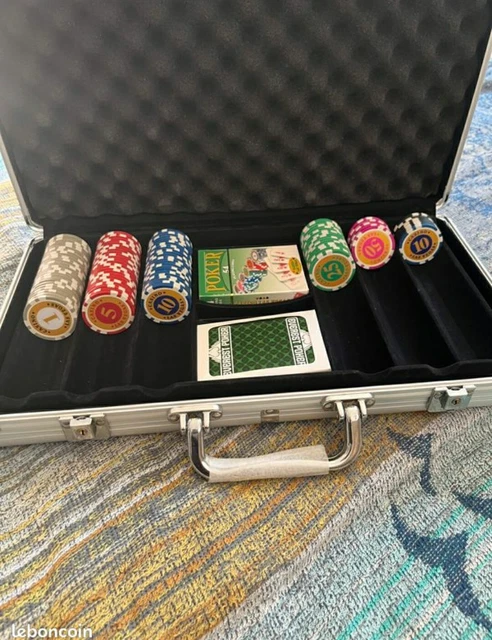 Mallette de Poker en Bois 198 jetons Nacrés. Cartes & Cie