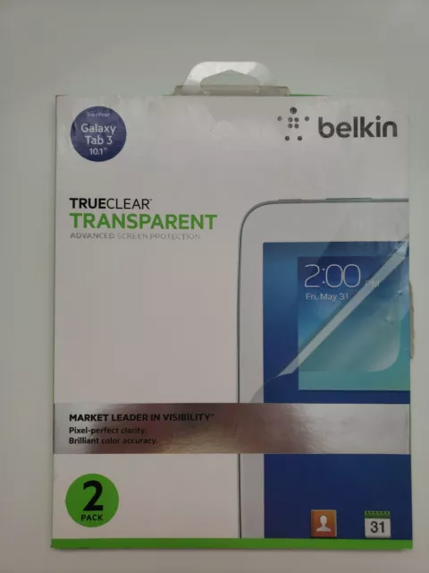 Belkin True Clear Transparent Screen Protection Galaxy Tab 3 10.1 2 Pack NEW