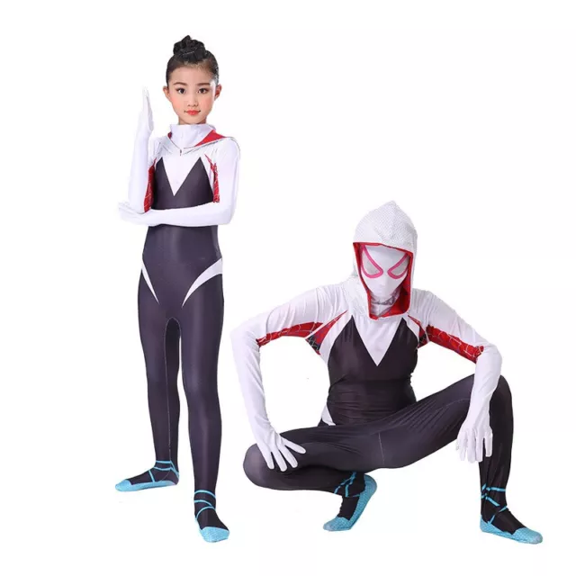 Gwen Woman Spiderman Cosplay Movie Costume for Adult/Kids 3D Marvel Style