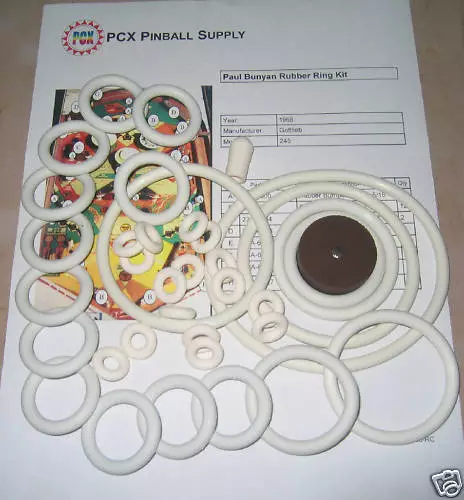 1968 Gottlieb Paul Bunyan Pinball Rubber Ring Kit