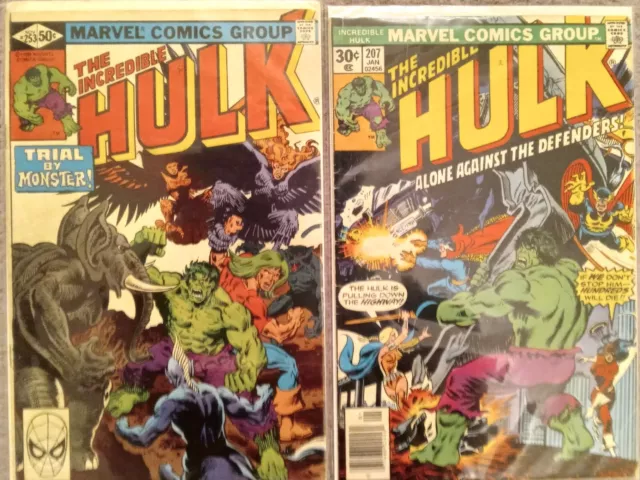 THE INCREDIBLE HULK Comics x 2. nos. are: 207/ 253  Marvel comics old vintage