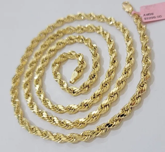 14K Yellow Gold 5mm Rope Chain 20 Inch Diamond cuts necklace , Real 14 –  Globalwatches10