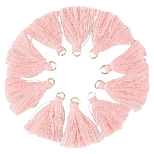 Jewelry Making Pink With Jump Rings Mini Tassels Cotton Thread Small Tassels