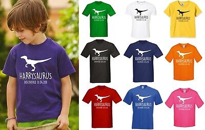 Velociraptor Personalised Kids Dinosaur T-Shirt Any Name - Birthday Gift