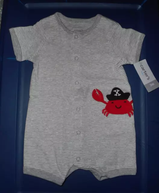 Carters Baby Boy Pirate Crab Romper - Infant Size 3 Months - New