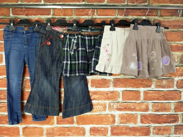 Pacchetto Gonna Jeans Ragazze Età 2-3 Anni River Island Next Set Denim Check 98Cm