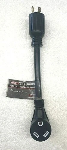 RV 30 amp Generator Adapter MALE 3 prong Twist Lock to 30 amp FEMALE