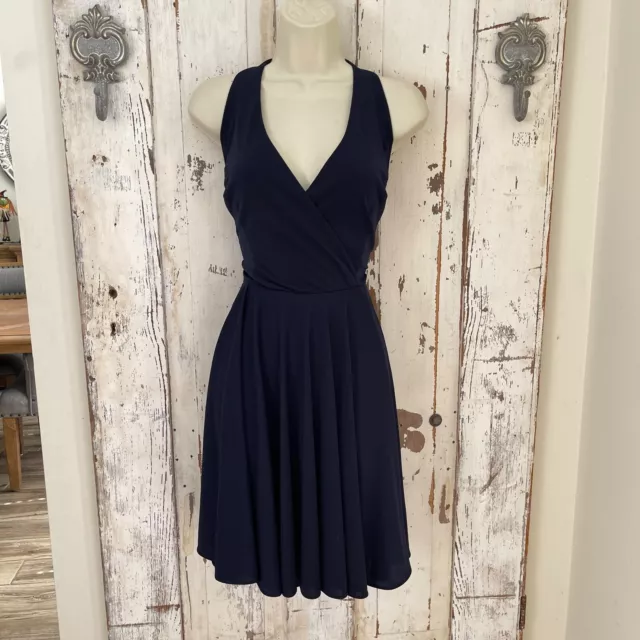 Ralph Lauren Size 10 Dress Royal Navy Blue Halter Broadway Jersey Cocktail Dress