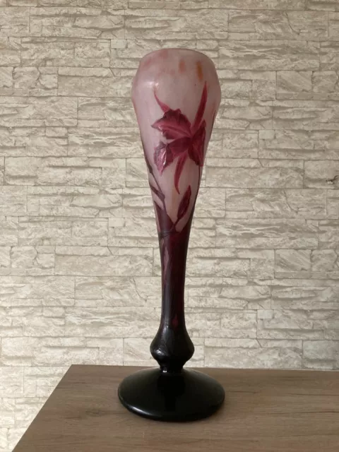 Jugendstil Sammlerglas Vase Cattleya Daum Freres Entwurf Henri Berge um 1913-15.