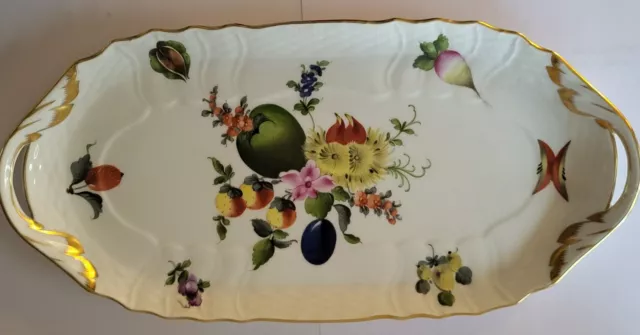 Top Tablett mit Henkeln Obst / Gemüse / Blumen - Motiv Herend