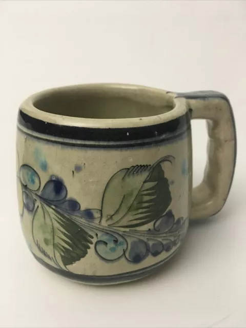 Tonala Oversize Mug Handmade Pottery Signed Cat 321 Mexico Floral Design