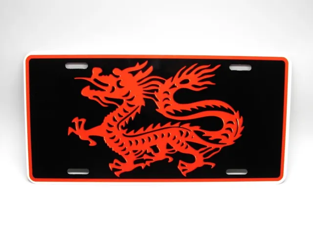 Red Dragon Metal Car License Plate Auto Tag. Chinese Dragon Car License Plate