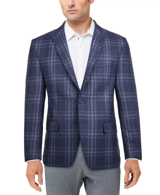 Ralph Lauren Mens Navy Blue Plaid Wool Blazer Sport Coat NWT $375 Size 36 R