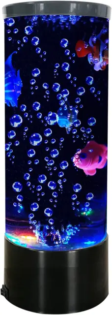 Mini Fish Lava Lamp Bubble LED Multi-Color Changing Aquarium Light with 4 Black