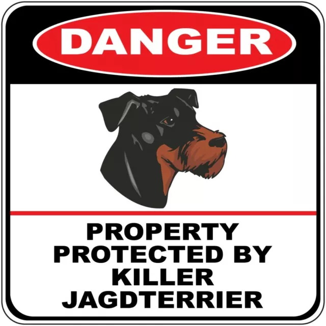 Crossing Sign Danger Property Protected Killer Jagdterrier Dog Cross Xing Metal