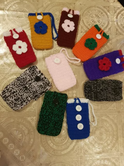 Homemade Hand Knitted Phone Case Sock Multicolored