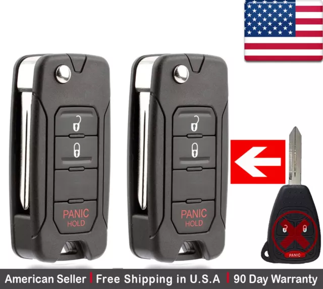 2x New Replacement Keyless Entry Remote Control Key Fob For Chrysler Dodge Jeep