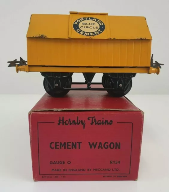 Vagón de cemento calibre O vintage Hornby Meccano R154 Portland caja original de cemento