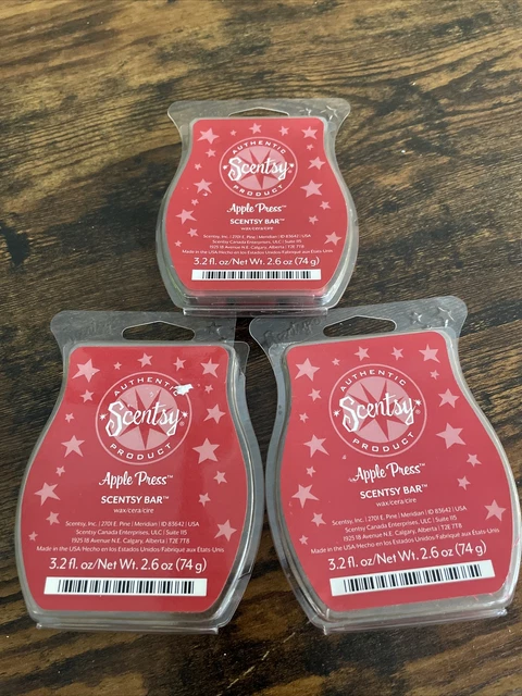 Scentsy Wax Bars Scent Apple Press Lot of 3