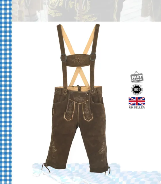 Pantaloni in pelle bavaresi pantaloni a vita tradizionali UK 34" / EU 50 [RS51-007]