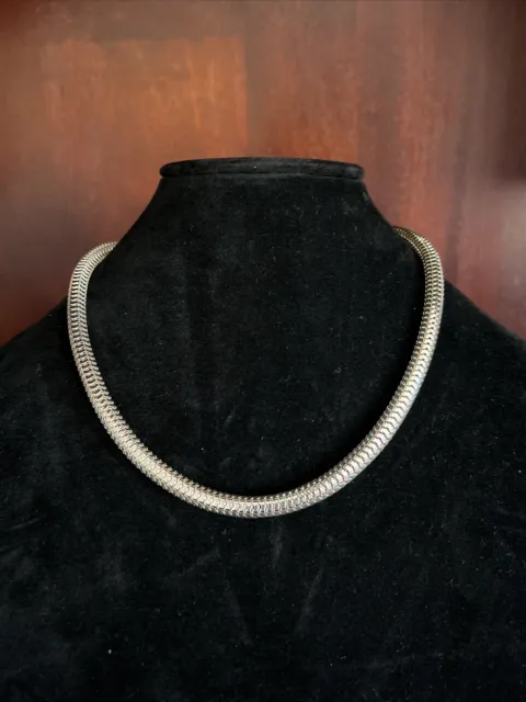 Vtg 925 Sterling Silver Italy Omega Chain Necklace 24g