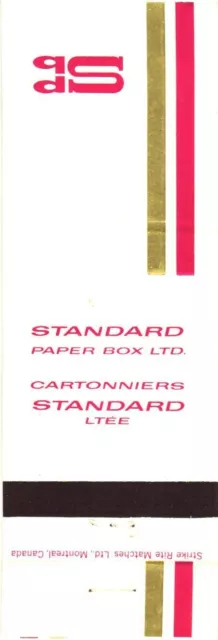 Montreal Quebec Toronto Canada Standard Paper Box Ltd., Vintage Matchbook Cover