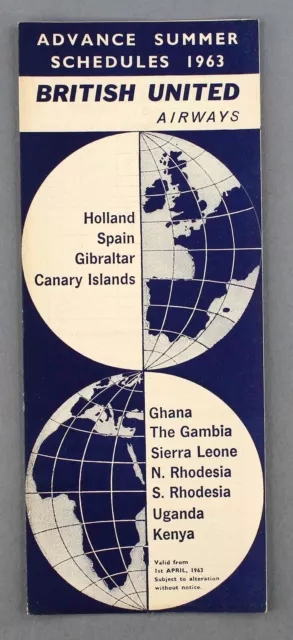 Bua British United Airways Advance Airline Timetable Summer 1963