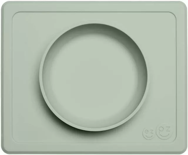 ezpz Mini Bowl (Sage) - 100% Silicone Suction Bowl with Built-in Placemat
