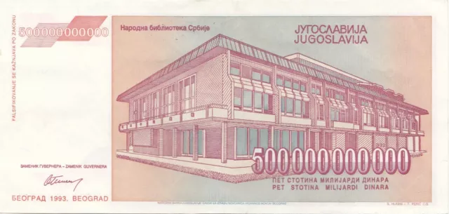 Biggest European banknote 500 billion dinars Yugoslavia inflation 1993 2