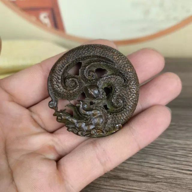 Rare Chinese bronze cool Figure statue netsuke collectable dragon pendant 2