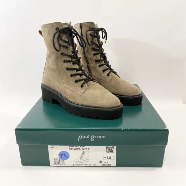 Paul Green Jackson Lug Antelope Suede Combat Moto Boots Women's EU 5 / US 7.5