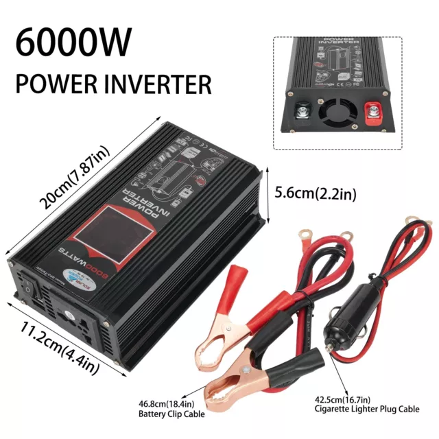 6000W DC 12V to AC 110V Car Voltage Converter Charger Adapter Inverter with USB