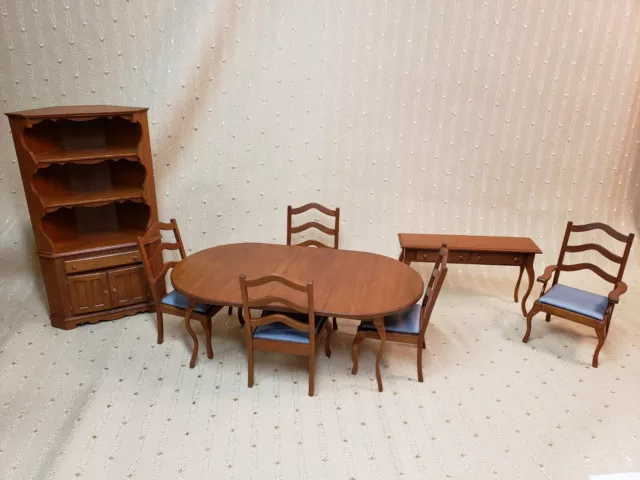 Artisan Miniature Dollhouse Complete Dining Room Furniture Set