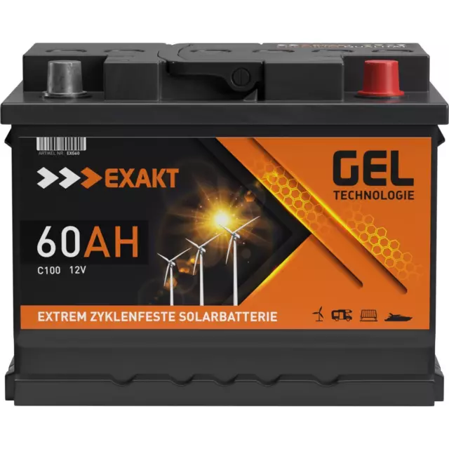 GEL Batterie 60Ah 12V Solarbatterie Wohnmobil Boot Solar Versorgung Bleigel Akku