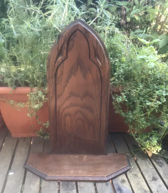 French Hand Wooden Hand Carved Statue Stand Wall Shelf Niche Church display 12 ½
