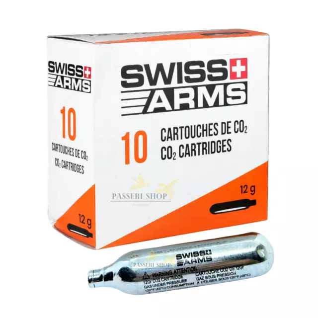 Boîte 10 cartouches de CO2 12g Swiss Arms (marque suisse)