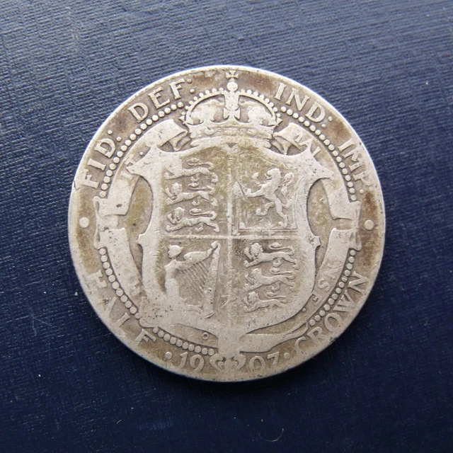 1907 Half Crown King Edward VII .925 Sterling silver coin