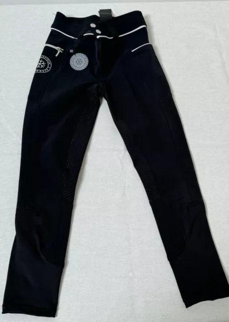 Ice Equestrian Girls Black Breeches - Age 10 Years - Excellent Condition