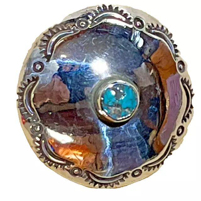 Antique Navajo Sterling Silver Button with Turquoise Center EXCELLENT CONDITION*