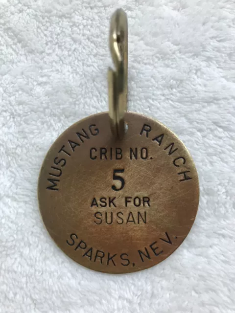 Mustang Ranch Crib No. 5 SUSAN - Sparks, Nevada Brass Souvenir Keychain Tag