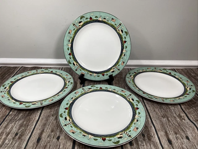 Sakura Warren Kimble Coastal Breeze Lighthouse Ship 11" DINNER PLATES ~Set of 4 Sakura Warren Kimble Coastal Breeze Lighthouse Ship 11" DINNER PLATES ~Set of 4