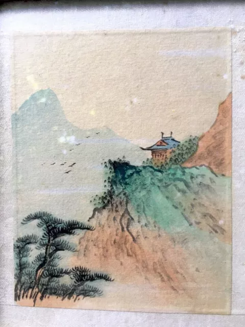 3 ancien cadre tableau aquarelle chinoise paysage fleurs american art XXieme  3