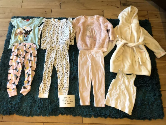 Girls Age 3-4 Years Clothes Bundle Pyjamas Dressing Gown Vest Bing Jasper Conran