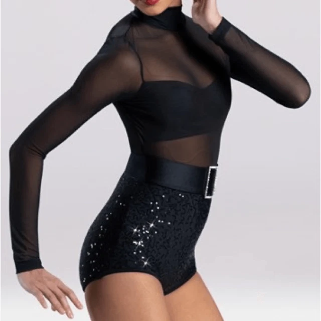 Weissman Elite dance costume Black sequin Yes Yes I Can SQ12474 adult LA